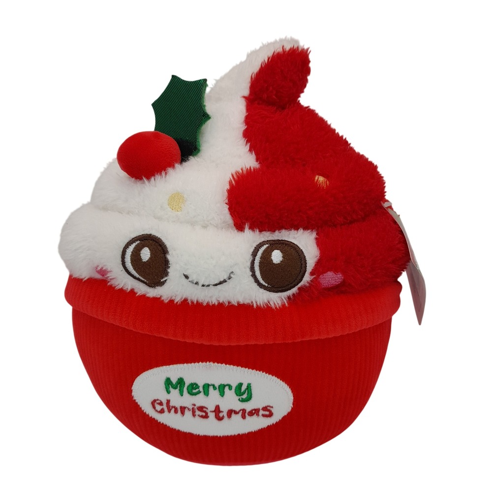 Rinco Holiday Cupcake Plush Merry Christmas Red White Soft Toy ZC-CUP09 8 Inch